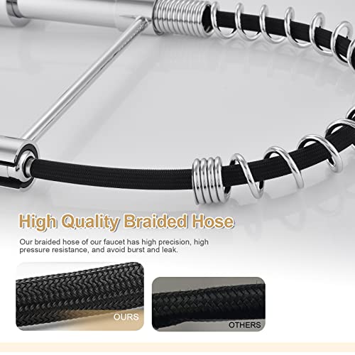 Chrome Laundry Faucet, Lufeidra Sink Faucets With Pull Down Sprayer Single Hole Spring Utility Sink Faucets With Pullout Sprayer For Laundry Utility Room Faucet Chrome Stainless Steel #TOP4