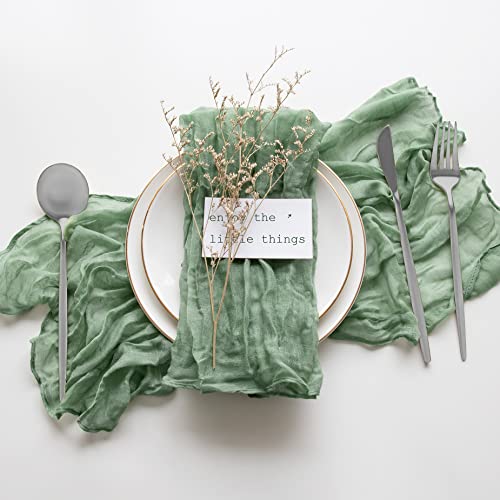6 Pack Cheesecloth Napkins With Wrinkle 20×20 Inches Sage Green Gauze Table Napkins Cheese Cloth Napkins For Wedding Birthday Party St. Patrick's Day Home Dinner Decor #TOP17