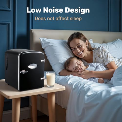 Image of HealSmart 6L Mini Fridge with Observation Window, 9 Can Capacity, Freon-Free and Portable Cooler and Warmer, Cosmetics /Food /Beverage, Black New