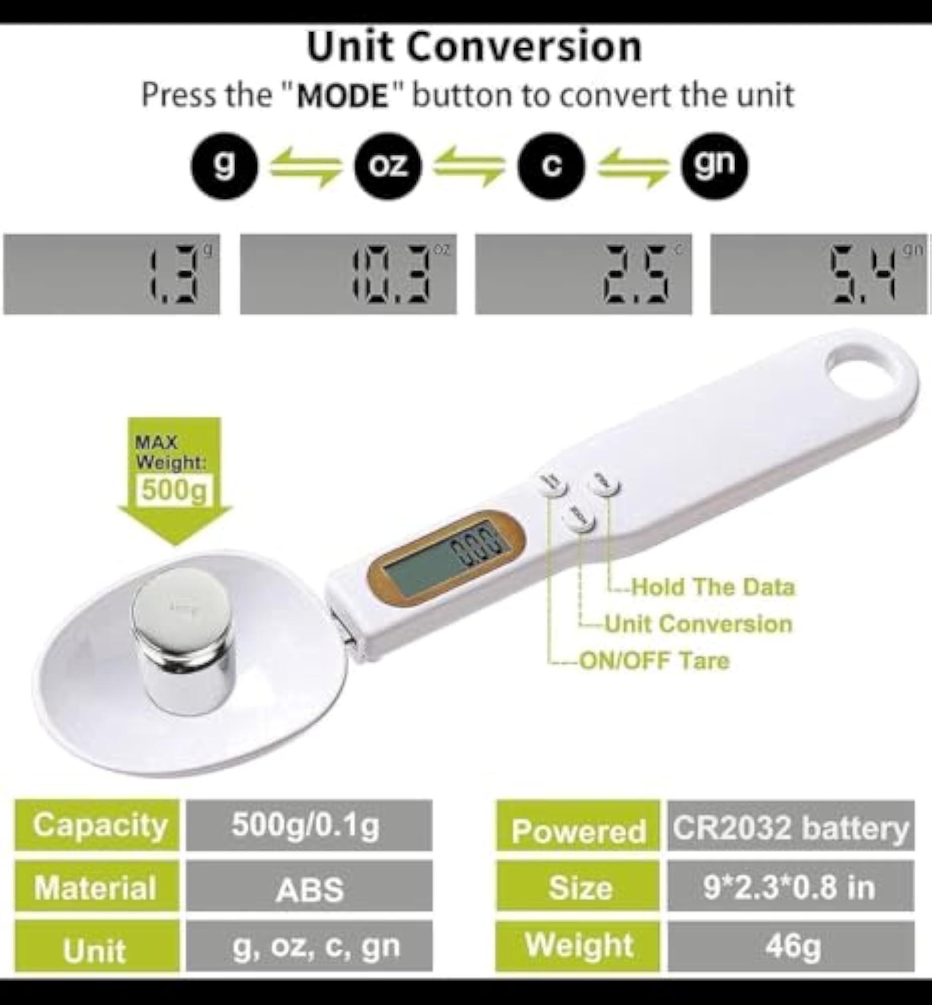 Electronic Kitchen Measuring Spoon Scale