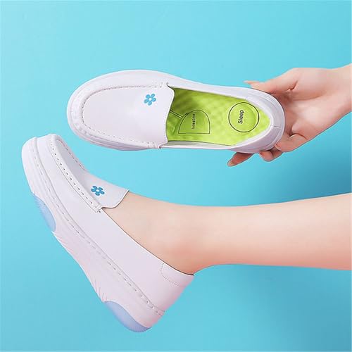 Nursing Shoes Women, Waterproof Women's Breathable Slip-On Soft Non-Slip Sole Work Leather Nurse Shoes, Platform Comfort Walking Sneakers, for Hospital Nurse Doctors3
