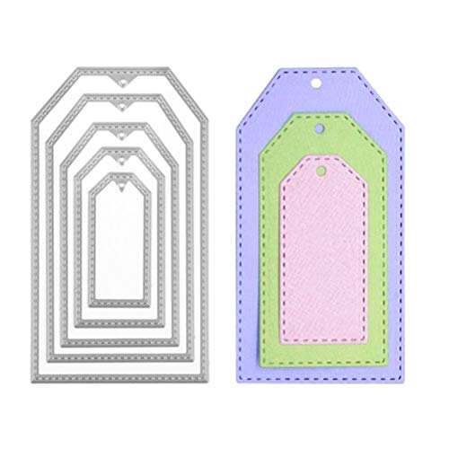 Lot de 5 matrices de découpe en métal en forme de pentagone pour scrapbooking, gaufrage, cartes, albums, loisirs créatifs - Argent Cover