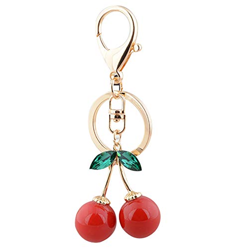 Wakerda Kreativer Schlüsselanhänger mit Verschlüssen, Charms, rote Kirsche, Schlüsselanhänger, Dekoration, Handtasche, kreatives Schlüssel-Schnalle, Geschenk für Frauen Cover