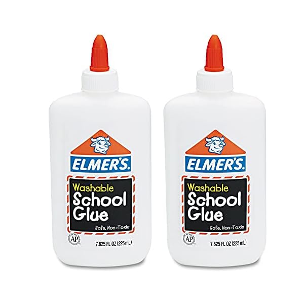 Elmer's Washable No-Run School Glue, 7.625 oz, 1 Bottle (E308) - 2 Pack