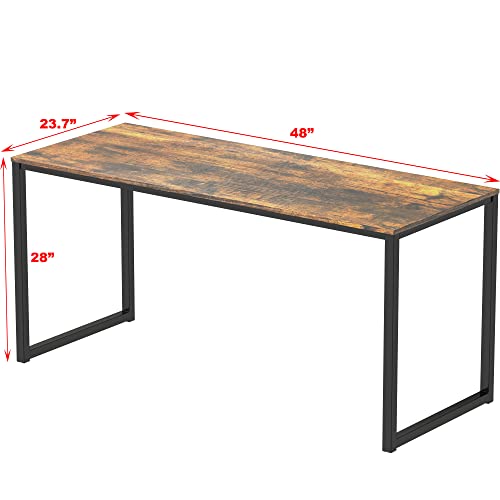 Image of SHW Mission 48-Inch Home Office Computer Desk, Rustic Brown