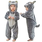 MICHLEY Baby Animal Costume Toddler Hooded Romper for 6-12 Months, Halloween Cosplay Jumpsuit, Dog