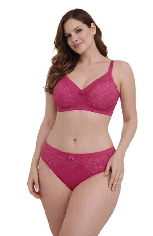 karm fashions Women Lace Bra and Panty Set Pure Cotton Non-Padded Wire-Free Full Coverage Soft Comfortable Innerwear-picture-18