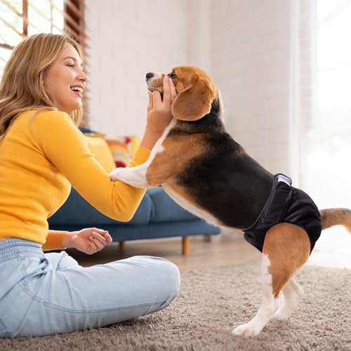 3 Stück Wiederverwendbare Hundewindeln, Verdickte Hochsaugfähige Läufigkeitshose für Hündinnen Waschbare Hundewindel Hundehöschen Windeln für Hunde Läufigkeit Inkontinenz Lange Reisen (40-50cm, M)