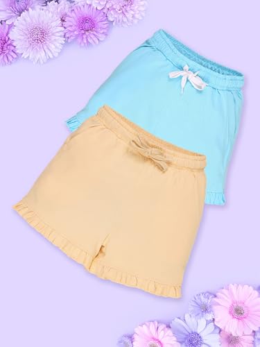 Image of KiddoPanti Girls 100% Cotton Bottom Hem Frill Hot Shorts