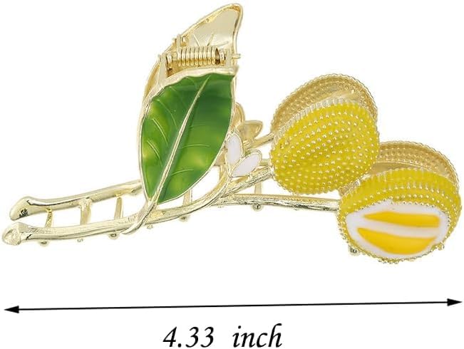 Image of Diversa Rhinestone Golden Claw Clip, Embellished Korean Clutcher, Non- Slip Metal Claw Clip for Girls, Fancy Clutcher for Women, Pack of 1 (Lemon)
