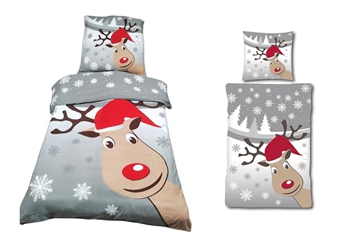 YOUNG DA - Weihnachts Rentier mit Weihnachtsmütze - Kuschelige Fleece...