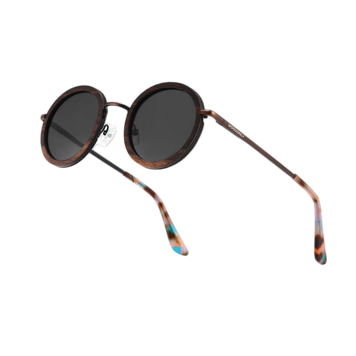 Gafas de Sol Polarizadas Redondas de Madera - Gafas de Sol Retro de Madera con Funda de Bambú para Hombre y Mujer Regalos Perfectos