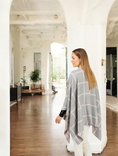 Image of Women's Shawl Wrap Poncho Ruana Cape Cardigan Sweater Open Front for Fall Winter Spring