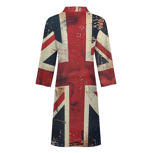 UK Vintage British Flag Men's Robes Long Sleeve V Neck Bath Robe Printed Bathrobes Cozy Soft Sleepwear4
