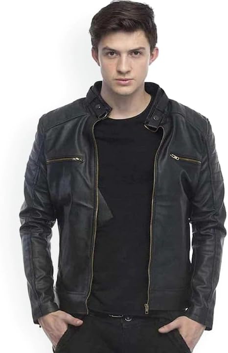 Men's Faux Leather Standard Length Jacket
