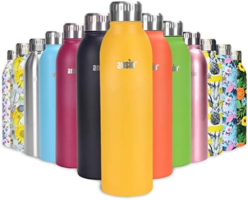 ANSIO Water Bottle,Vacuum Flask & Stainless Steel Water Bottle Double Walled Insulated Drinks Bottle Hot & Cold BPA Free Outdoor Sports Camping Hiking Cycling (500 ML, Sunshine Yellow)