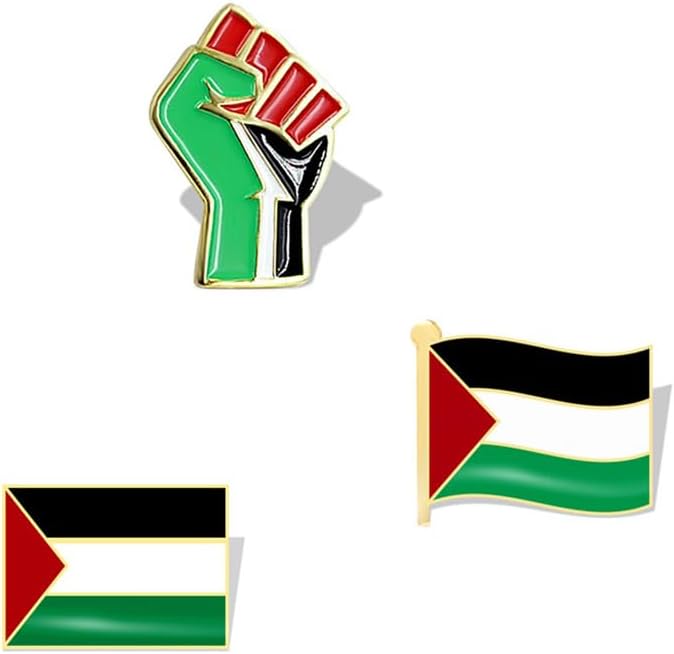 Free Palestine Flag Brooch Free Palestine Pin Brooch Palestinian Flag Badge Fist Shape Flag Badges Metal Alloy Enamel Pin Badge for Clothes Bag Hat Collar Jewelry Accessories