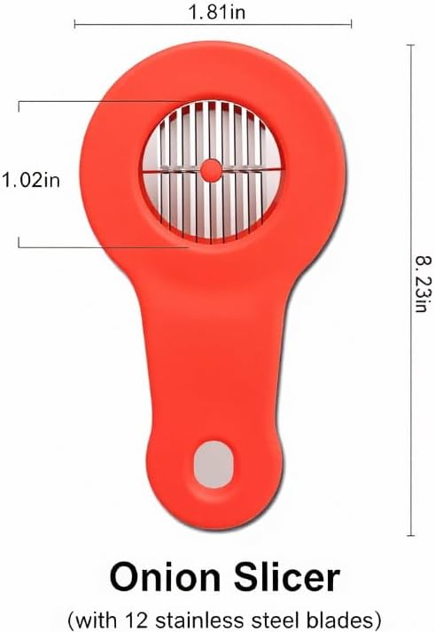 Green Onion Slicer, 12-Blade Stainless Steel Scallion Shredder, Kitchen Gadget for Chopping Vegetables, Red