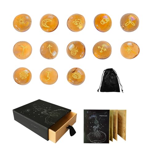Conjunto de runas de brujas 13 piedras rúnicas con instrucciones