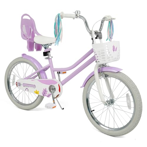 Image of BABY JOY Girls Bike with Streamers & Doll-Seat, Kids Bike for 3-8 Years Old