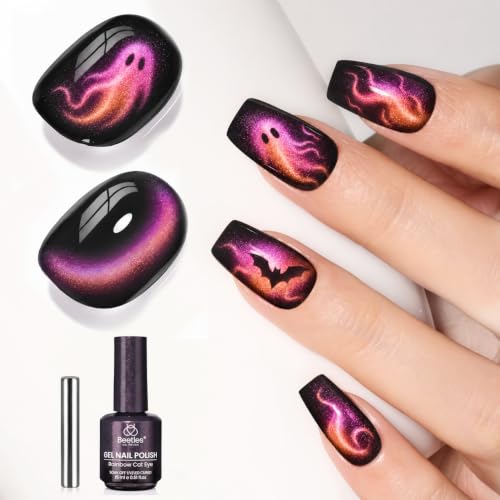 Beetles Halloween Cat Eye Gel Nail Polish, Midnight Orchid 15ml Magnetic Gel