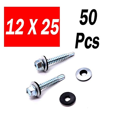 Rpi shop - 12 X 25 Self Drilling Screws Hex Head with rubber washer, Zinc Plated Pack Of 50 Pcs-image-14
