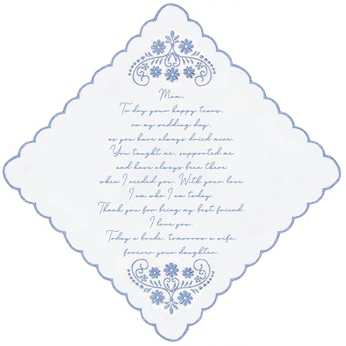 LADY&HOME Something Blue Embroidered Wedding Handkerchief Mom Dad Daughter New Mom New Dad