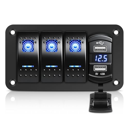 Panneau de commutation étanche triple avec double USB 4.8A charge rapide pour camion
