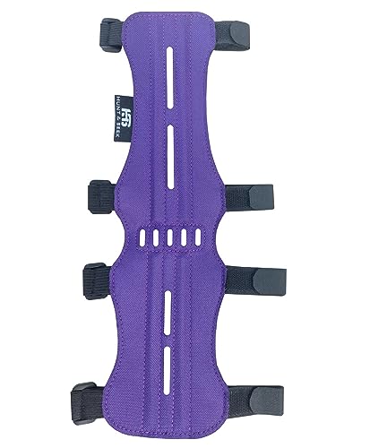 Hunt & Seek Fabric Archery Arm Guard 4 Hook-and-Loop Adjustable Straps Hunting Arm Guard Forearm Wrist Protector Archery Bracer Adult Unisex - Purple