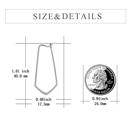 Poplyke Sterling Silver Geometric Hoop Drop Dangle Threader Earring Statement Hypoallergenic Jewelry For Women #TOP5