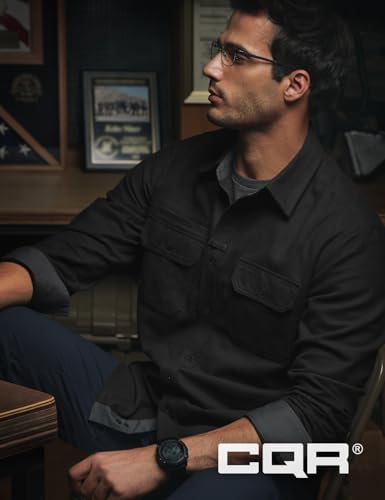 CQR Men's Flannel Button Down Shirts, Soft Cotton Plaid Long Sleeve Tactical Work Shirt, Warm Outdoor Essential with Pocket4