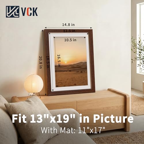 Image of VCK 13x19 Picture Frame 5 Pack, Brown Exclusive Wood, HD Glass, for Prints