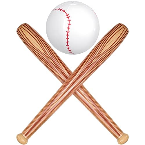 NQEUEPN – Set De Baseball Gonflable Pour Piscine – 2 Battes + 1 Balle – PVC Résistant – Jeu D’été Plage Et Anniversaire