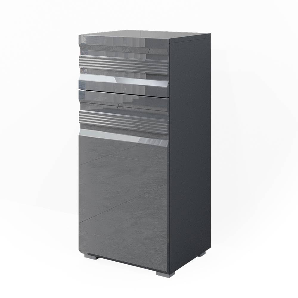 Vicco Midi cabinet Fredd, Anthracite high gloss, 36.4 x 79 cm, wall-mounted with two adjustable shelves — image 1