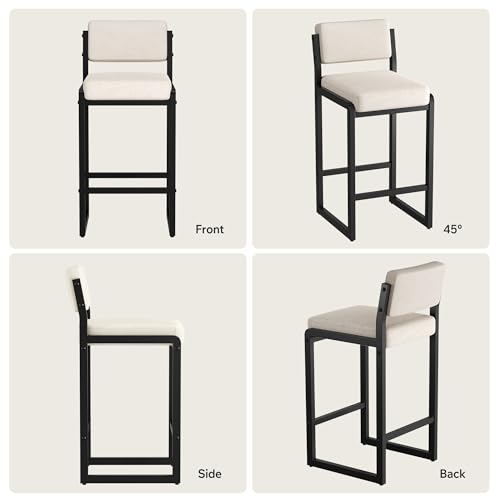 Image of Bar Stools Set of 4, Modern Counter Height Bar Stools with Back,26 inch Camel
