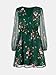 CUPSHE Women's Mini Dress Floral Print V Neck Long Peasant Sleeves Chiffon A-Line Flowy Short Dress Green, L