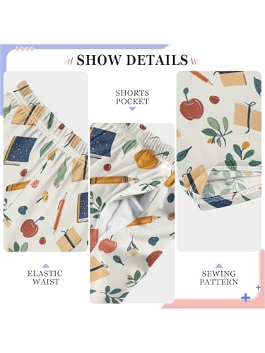 ZZKKO Books Pens Leaves Boys Pants for Kids Jogger Pants with Pockets S4