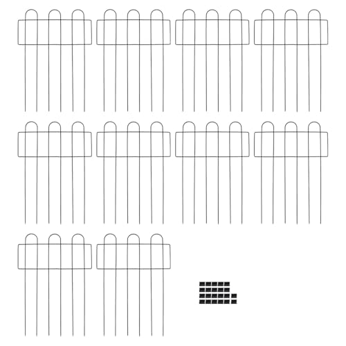 ANKROYU Dekorativer Gartenzaun, rostfreier Eisen-Metalldraht, Tierschutzzaun für Blumenbeete, Rasenkanten und Gemüsegärten, inklusive 10 Paneelen und 22 Pfählen
