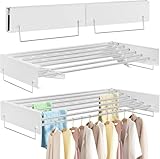 FREEAMG Wäscheständer Wandmontage, 100CM Klappbarer Wandtrockner mit Sechs Edelstahl-Kleiderstangen, Wäscheständer Wand mit 6M Trockenlänge, 30 KG Tragkraft,für Drinnen oder Draußen (Weiß)