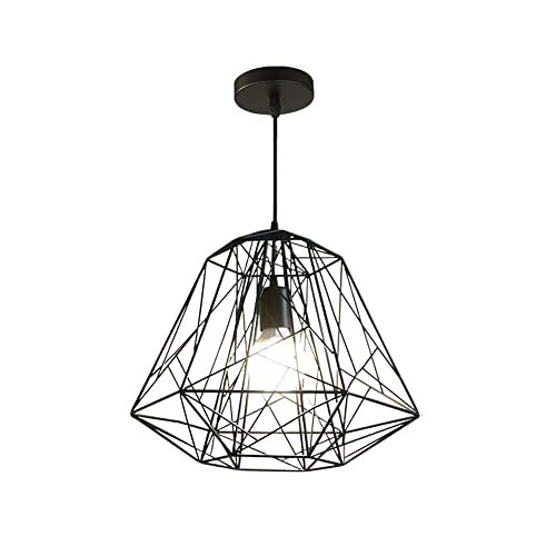 Lustre cage industrielle E27 suspendu au-dessus de la table de salle à manger et du salon