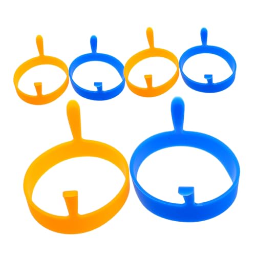 COLLBATH 6個 シリコン製エッグリング 耐熱ノンスティック 二重耳デザインで持ちやすく目玉焼きやパンケーキの調理に カラフルで掃除簡単 煎