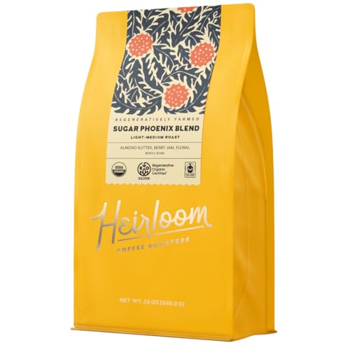 Heirloom Coffee Roasters - Sugar Phoenix Blend - Medium Roast - Whole Bean Coffee - 100% Regenerative Organic Certified