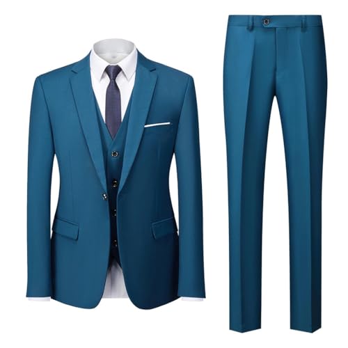 Men 3-Piece Business Formal Suit Wedding Groom Slim Fit Blazer Vest Pants Tuxedo Outfit2