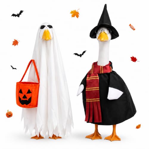 Halloween Ghost Wizard Goose Outfits Porch Goose Clothes for Lawn Decor
