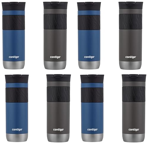 Image of Contigo Byron Travel Mug, Vacuum-Insulated Stainless Steel, 20oz | Leak-Proof Lid | BPA-Free | Sake & Blue Corn | Pack of 8