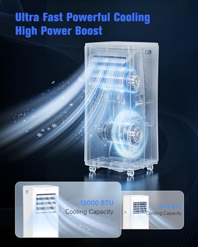 12000 BTU Portable Air Conditioner, 3-in-1 AC Unit with Dehumidifier & Fan Mode, Quiet Operation for Bedroom, Cools up to 550 sq.ft, 24-Hour Timer, Remote & Window Installation Kit Included - Image 8