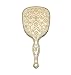777 Ladies Floral Repousse Vintage Mirror Oval Hand Held Makeup Beauty Dresser (Gold)