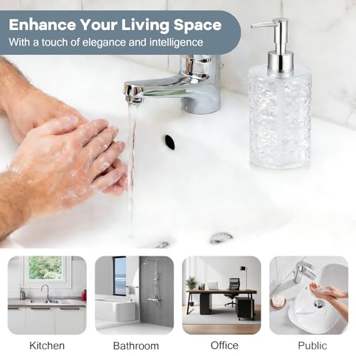 yolzhxe 2 Stück 400ml Seifenspender Kunststoff, Spülmittelspender Küche mit Trichter, Moderne Seifenspender Bad, Soap Dispenser für Spülmittel, Handseife, Shampoo, Transparent
