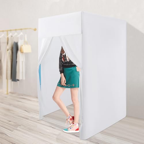 Vestiaire temporaire portable pliable blanc : cabine d'essayage amovible espace réduit
