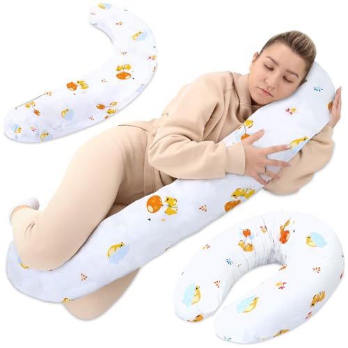 Totsy Baby Cojin Lactancia y Embarazo 190cm – Almohada para Dormir de Lado Descanso y relajación Ideal para futuras mamás Forma en C Oeko-Tex